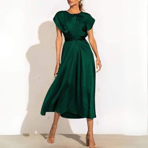 Robe Satin Vert Bouteille