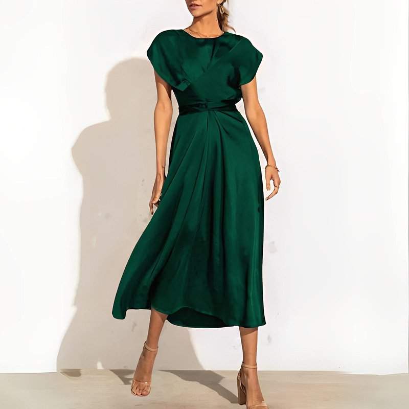 Robe Satin Vert Bouteille – Image 2