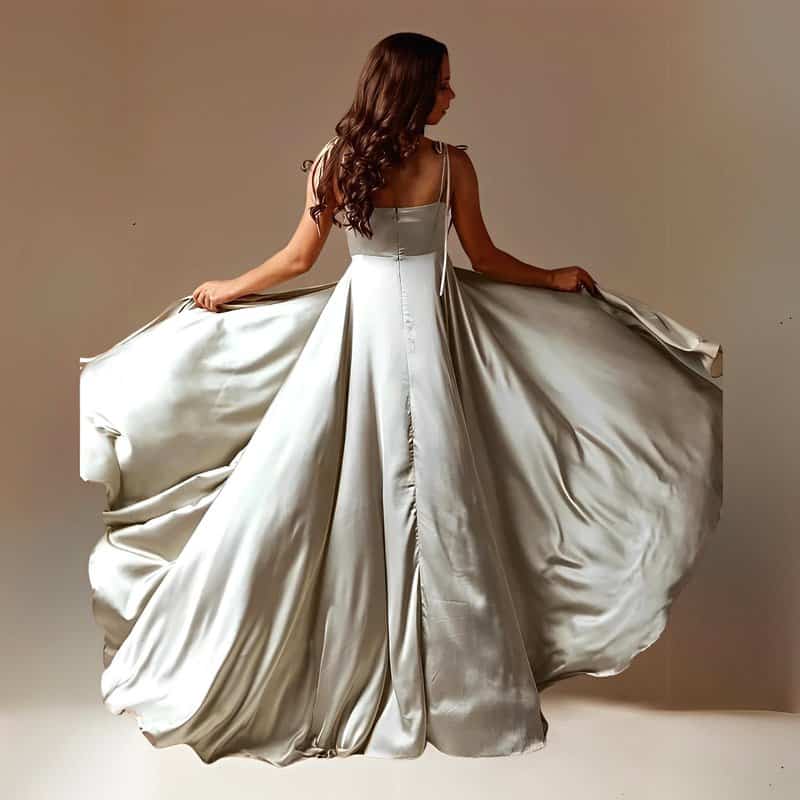 Robe Satin Vert d’Eau – Image 5