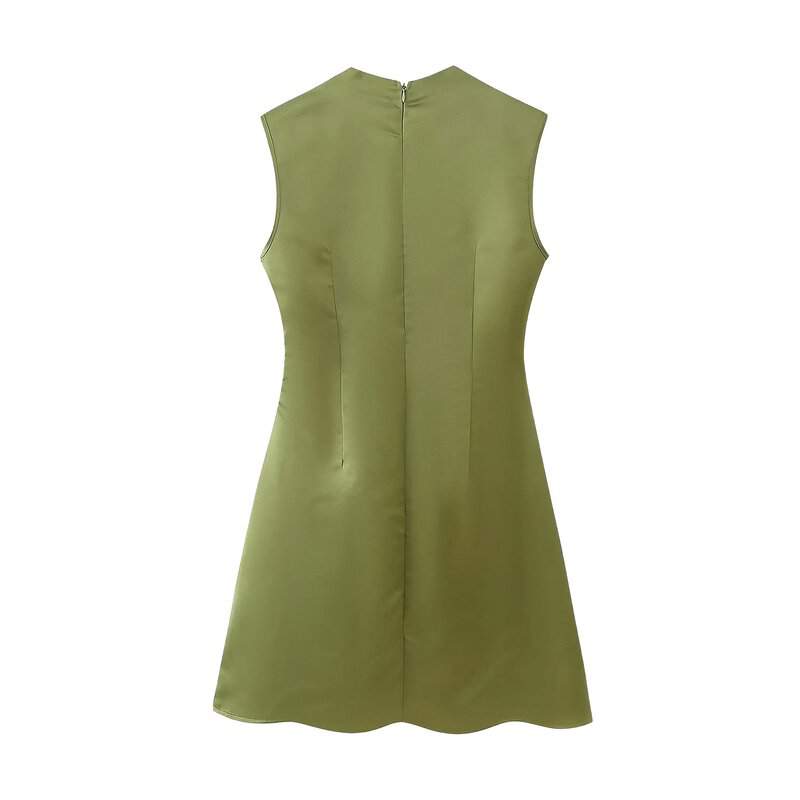Robe Satin Vert Kaki - Image 6