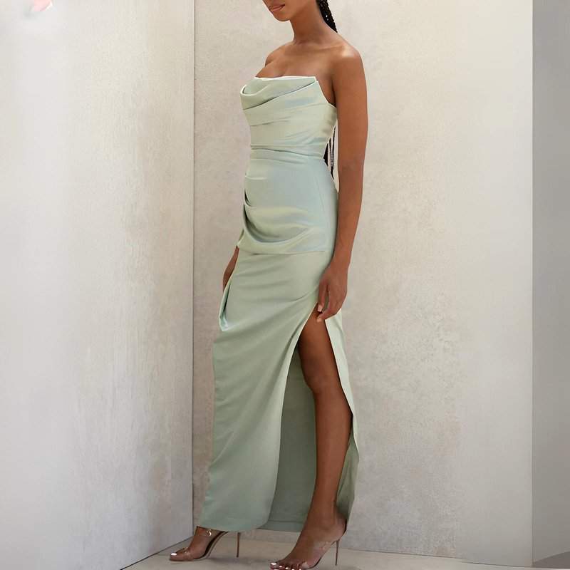 Robe Satin Vert Pastel – Image 4