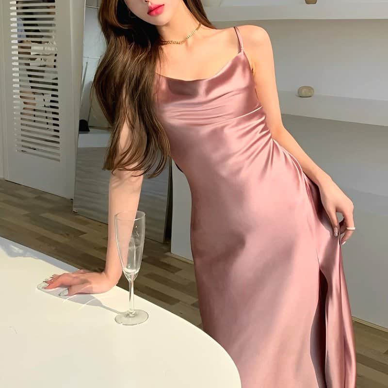 Robe Satin Vieux Rose – Image 6