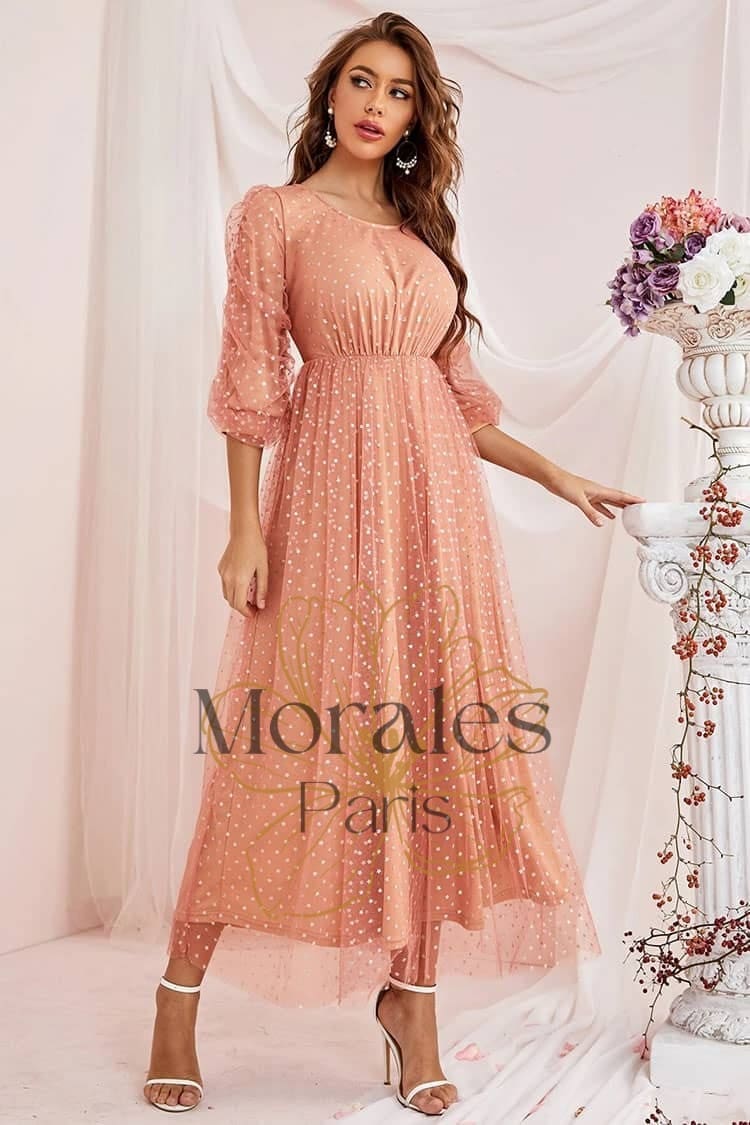 Robe Simple Manche 3/4 Pour Mariage Champêtre – Image 3