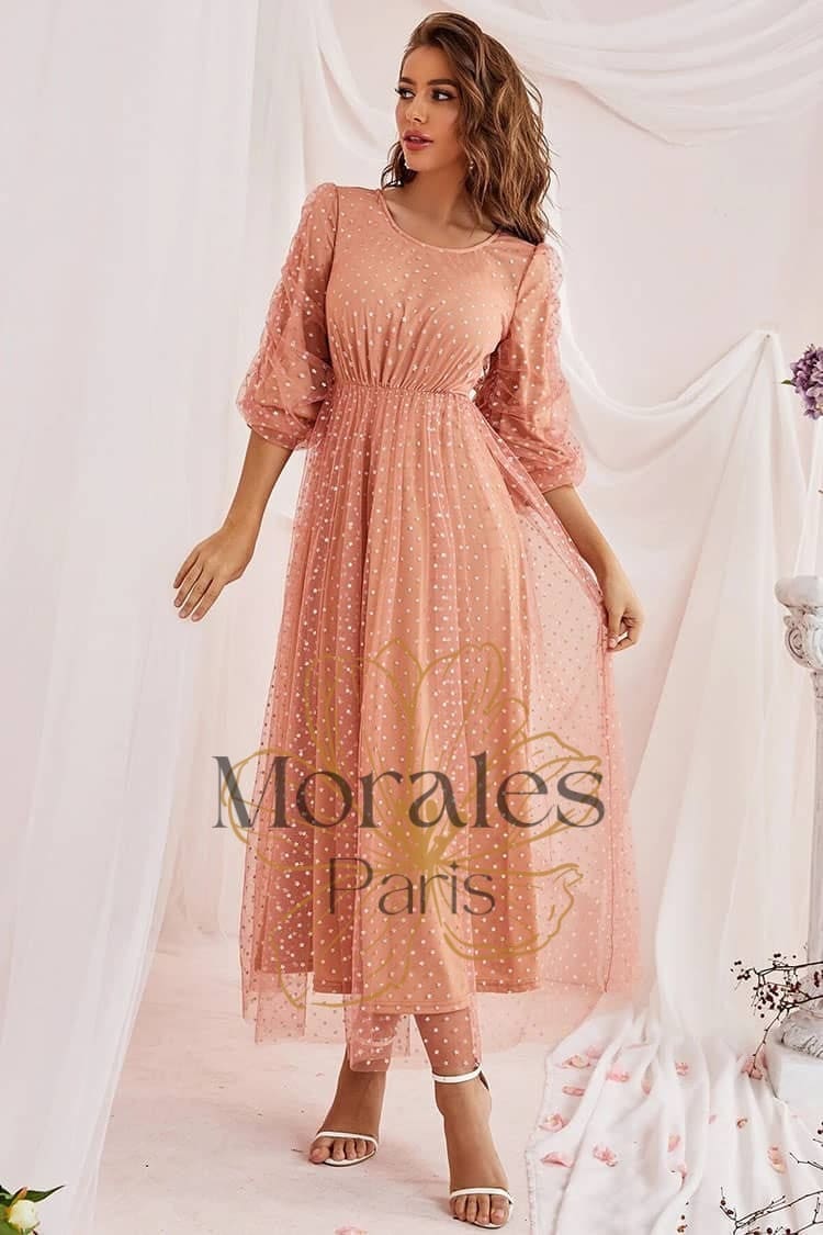 Robe Simple Manche 3/4 Pour Mariage Champêtre – Image 4