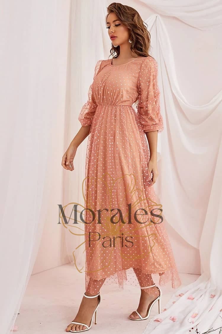 Robe Simple Manche 3/4 Pour Mariage Champêtre – Image 5