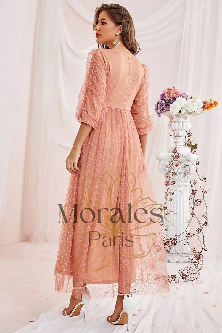 Robe Simple Manche 3/4 Pour Mariage Champêtre – Image 6