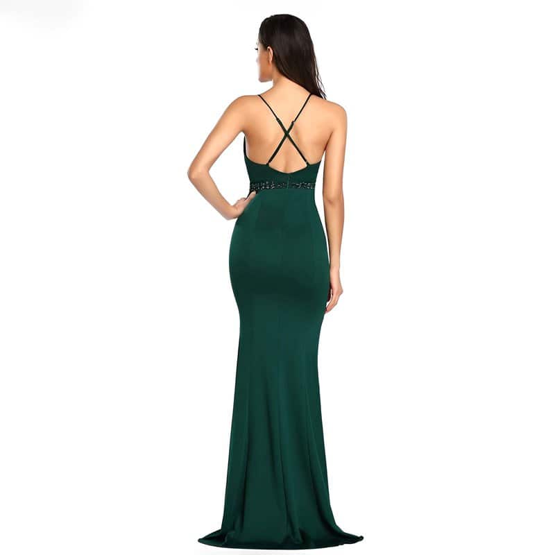 Robe Vert Emeraude Satin – Image 3