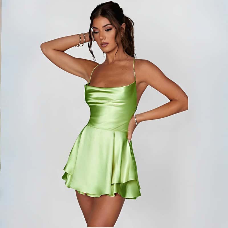 Robe Verte Pomme Satin