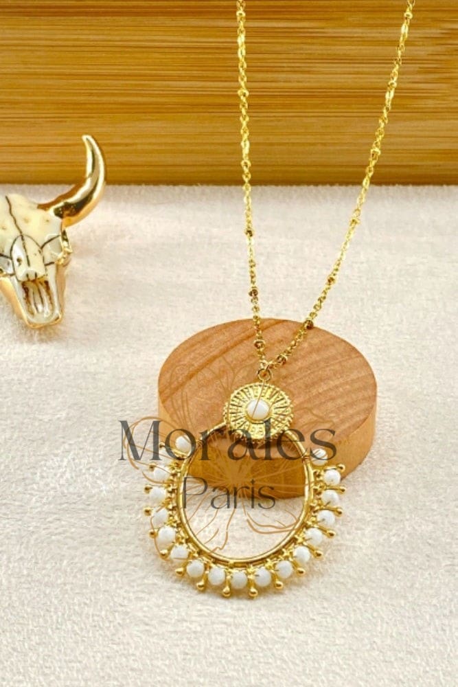 Sautoir Bohème Perles Blanches